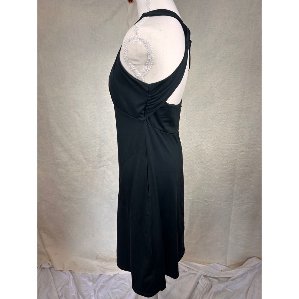 Prana Black Halter Dress Open Back Performance Stretch A-Line with Pockets Sm